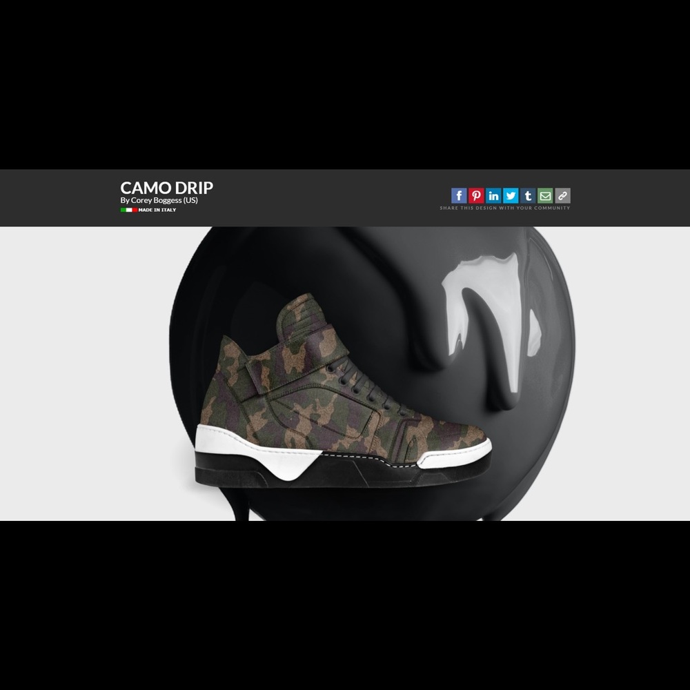 100% italian suede camo high top sneakers